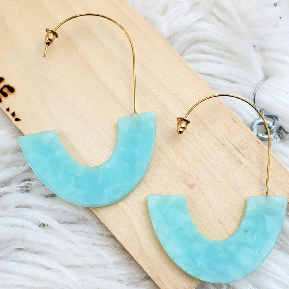 💫 5/$25 Baby Blue Marble Lrg Earrings